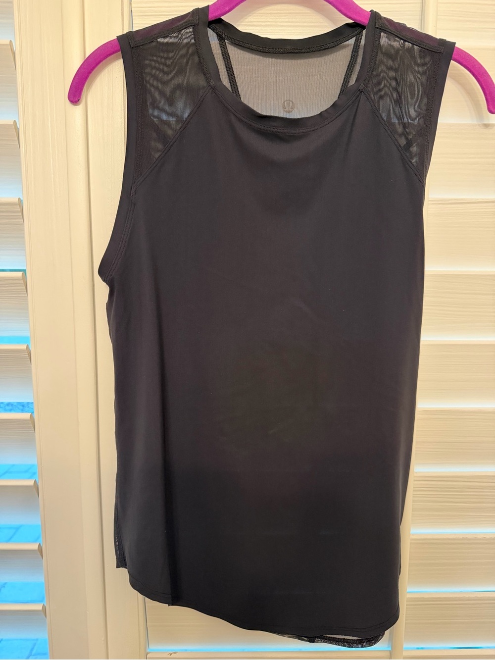 lululemon athletica Black Mesh-Shoulder Athletic Tank Top